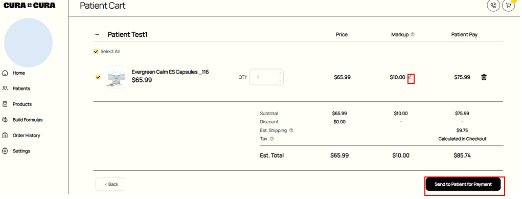 Ordering for Patient guide screenshot