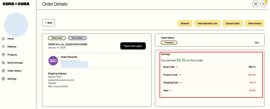 Ordering for Patient guide screenshot