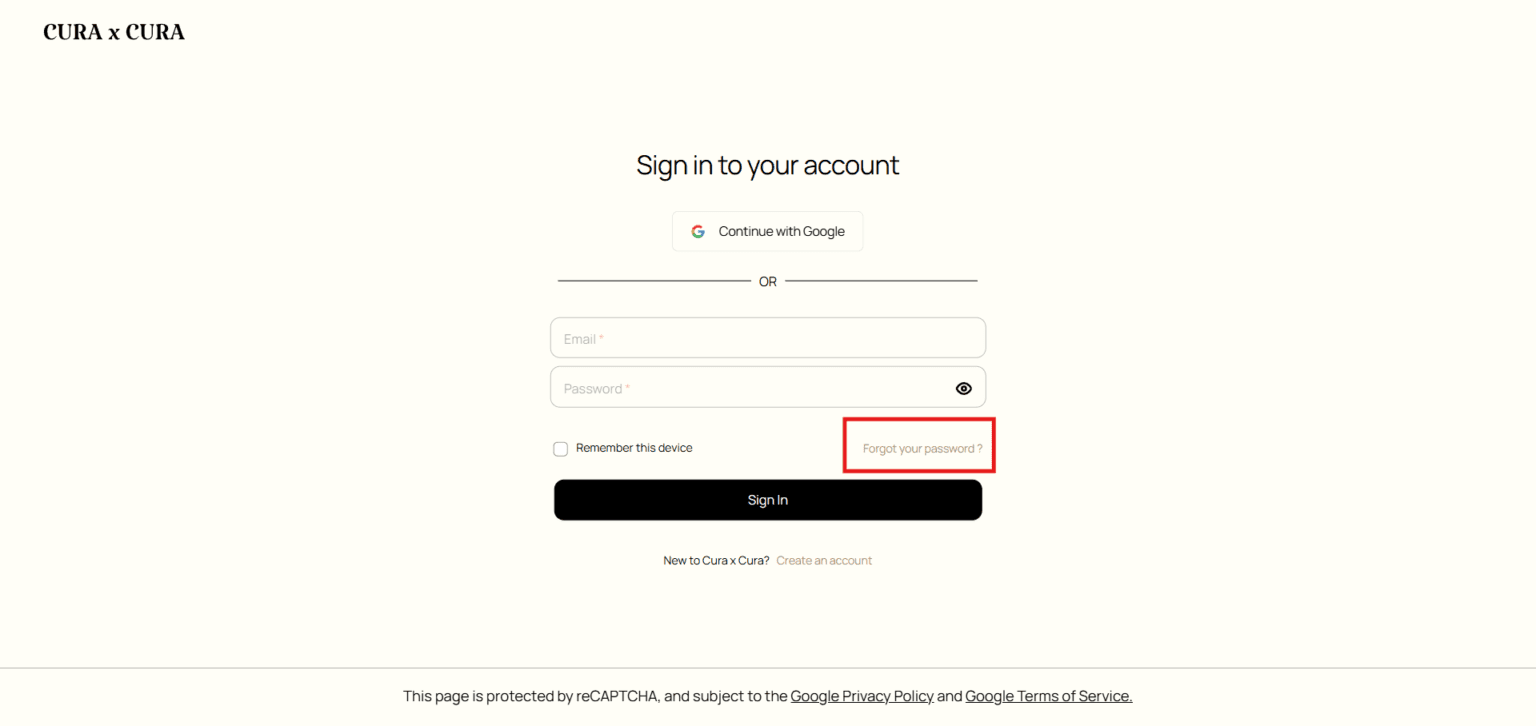Reset your password guide screenshot