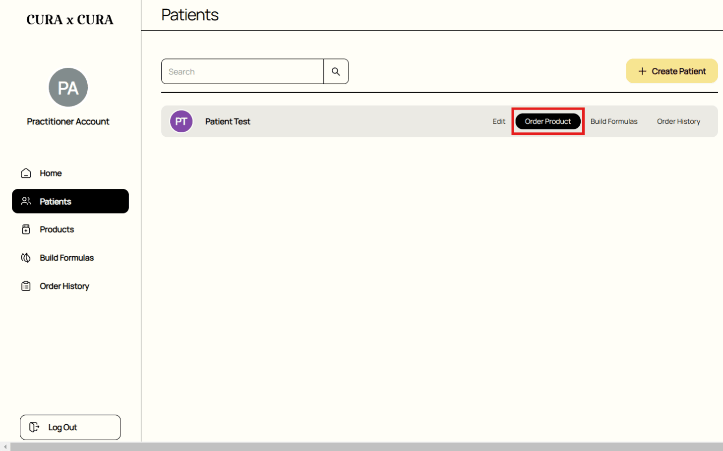 Create patient orders guide screenshot