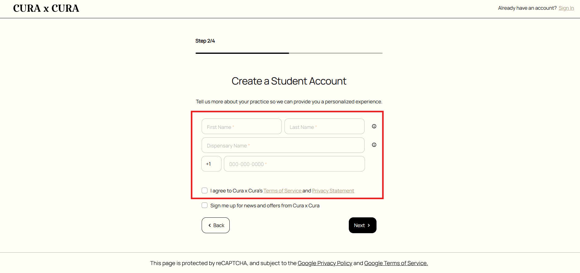 Create Student Account