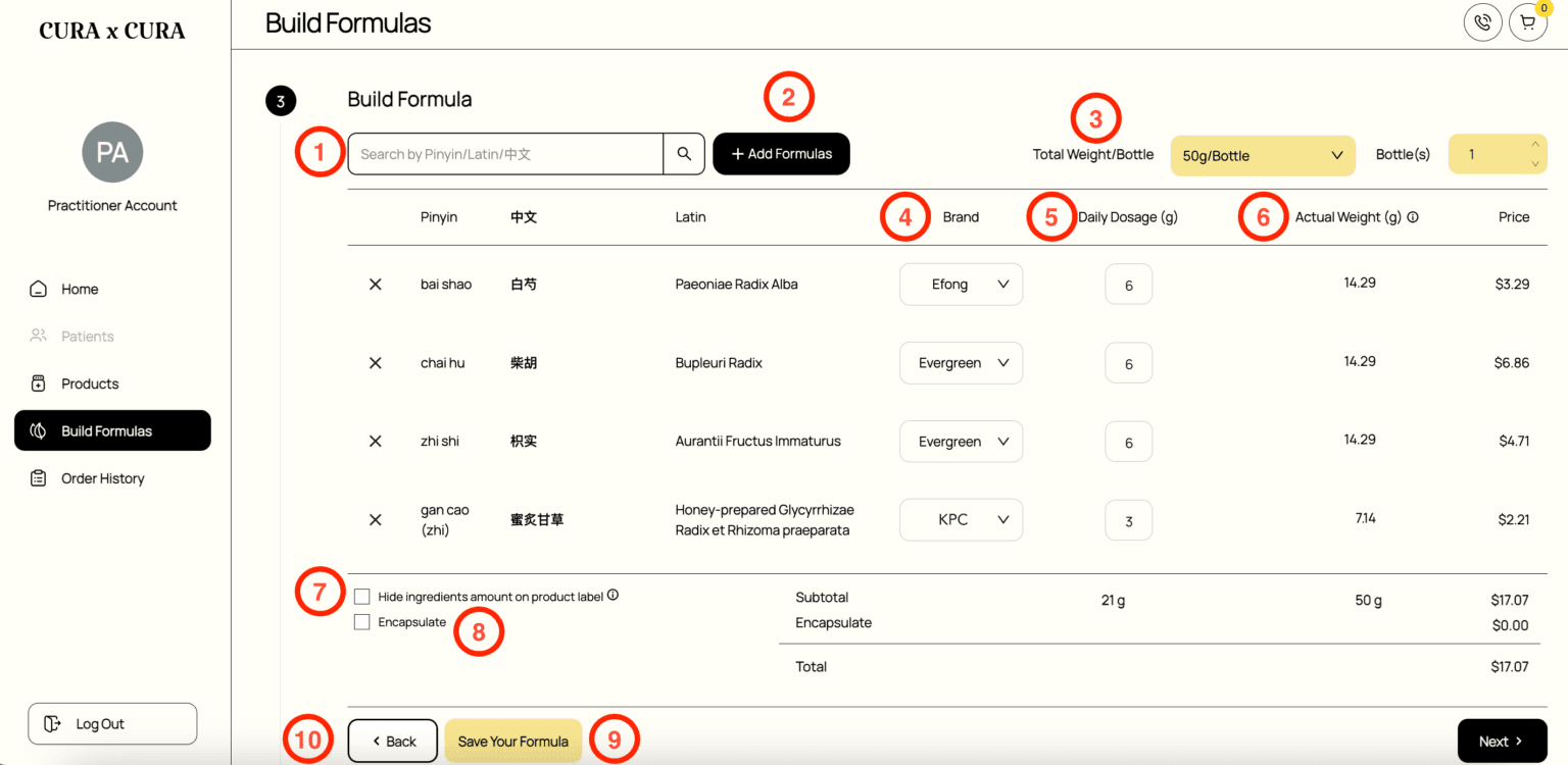 How to build formulas - Granules guide screenshot