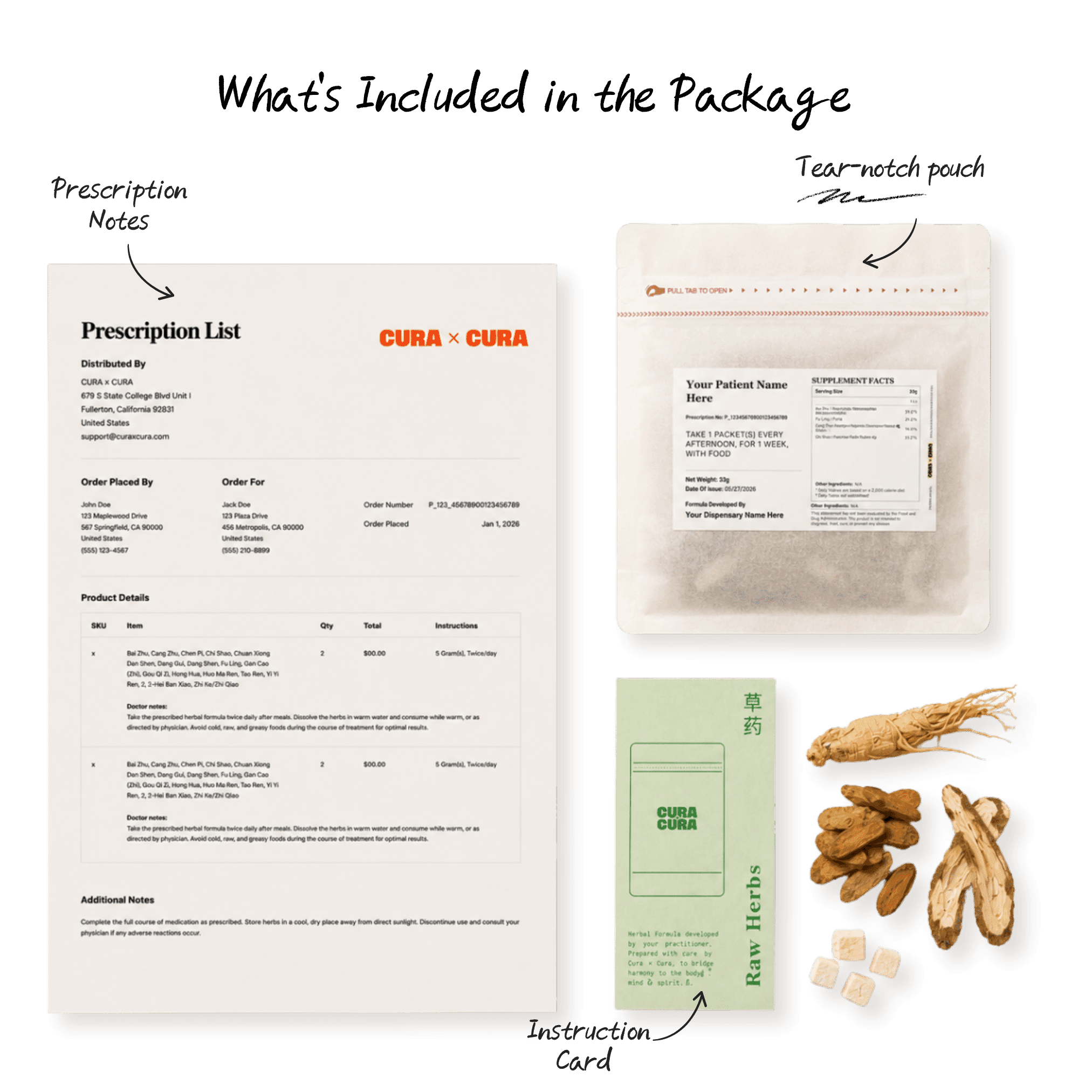 tcm raw herb bag cura cura