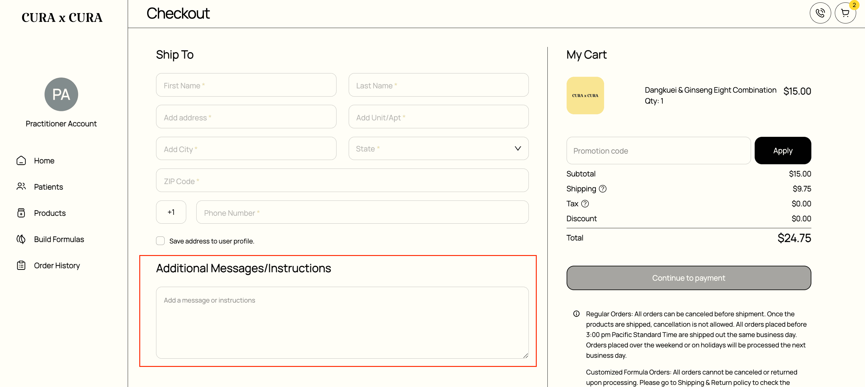 Create prescription notes for multiple products guide screenshot